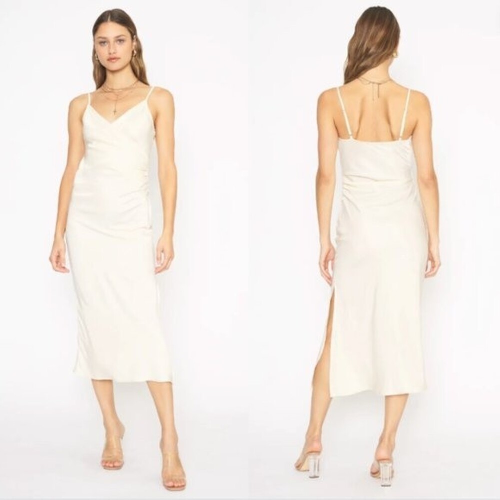 4SI3NNA Jessika Dress Satin Midi Vneck